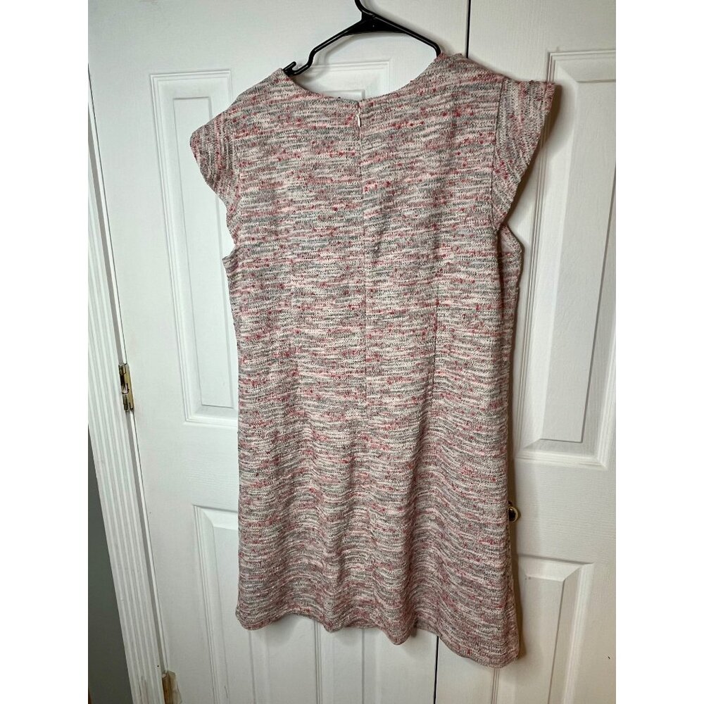 Loft Coral, Pink Boucle Knit Flutter Sleeve Shift Dress Size 24 Plus Sweater Fee - Picture 9 of 10